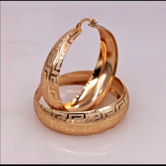 LUXURY BIG ROUND HOOP EARRINGS - Picture 4 of 6